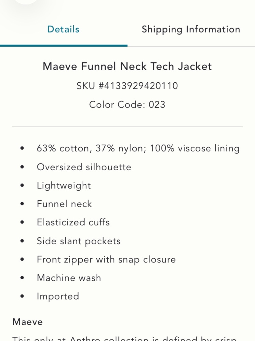 Maeve Funnel Neck Tech Jacket - Picture 9 of 10